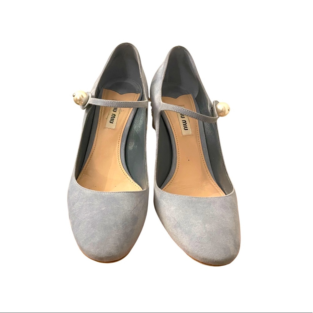 Miu Miu, light blue, suede. Stored in their original box.